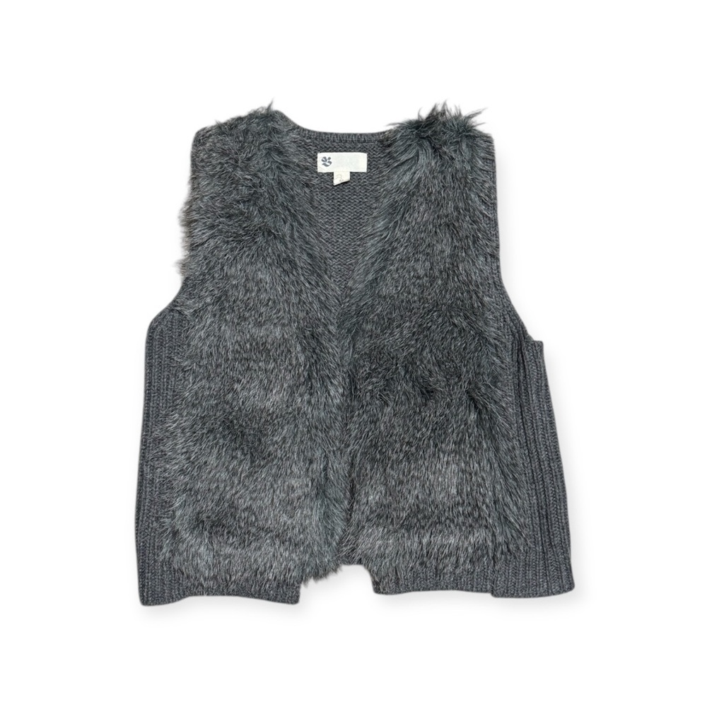 HUDSON’S BAY COMPANY Women’s Vintage Faux Fur Knitted Vest - Grey, Small